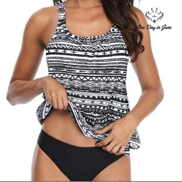 Yonique Blouson Loose Fit Floral Printed Tankini Size S - Picture 1 of 3